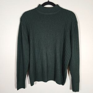 (EUC) VTG CASUAL CORNER Forest Green Cable Knit Mock Turtleneck Sweater